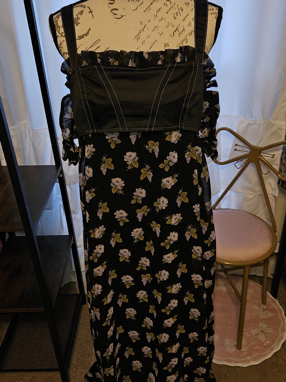 Maeve By Anthropologie Square-Neck Sheer Floral Midi Dress